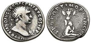 TRAJANO. Denario. 98-117 d.C. Roma. A/ Busto ... 