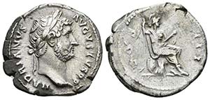ADRIANO. Denario. 134-138 d.C. Roma. A/ ... 