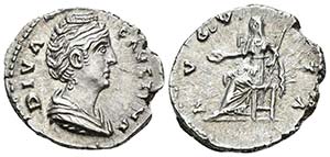 FAUSTINA I. Denario. 141-146 d.C. Roma. A/ ... 