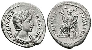 JULIA MAMAEA. Denario. 225-235 d.C. Roma. A/ ... 