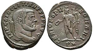 DIOCLECIANO. Follis. 299 d.C. Roma. A/ Busto ... 