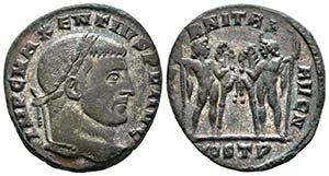 MAJENCIO. Follis. 309-312 d.C. Ostia. A/ ... 