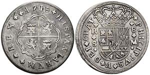 FELIPE V. 8 Reales. 1718. Sevilla M. Dos ... 