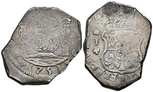 FERNANDO VI. 8 Reales. 1751. Guatemala J. ... 