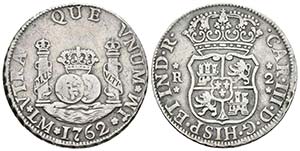 CARLOS III. 2 Reales. 1762. Lima JM. Cal. ... 