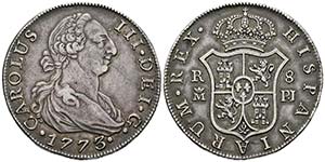 CARLOS III. 8 Reales. 1773. Madrid PJ. ... 