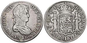 FERNANDO VII. 8 Reales. 1816. Santiago FJ. ... 