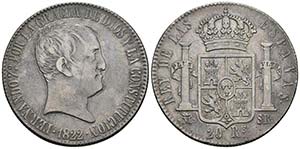 FERNANDO VII. 20 Reales. 1822. Madrid SR. ... 