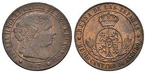 ISABEL II. 1/2 Céntimo de escudo. 1867. ... 