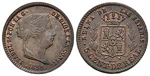 ISABEL II. 5 Céntimos de real. 1855. ... 