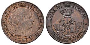 ISABEL II. 1 Céntimo de escudo. 1867. ... 