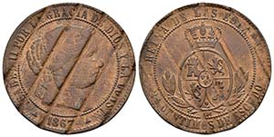 ISABEL II. 2 1/2 Céntimos de Escudo. 1867. ... 