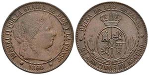 ISABEL II. 2 1/2 Céntimos de escudo. 1868. ... 
