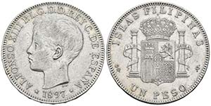 ALFONSO XIII. 1 Peso. 1897. Manila SGV. ... 