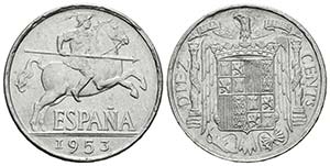 ESTADO ESPAÑOL. 10 Céntimos. 1953. Cospel ... 