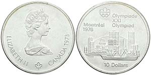 CANADA. 10 Dollars. 1976. XXI Olimpiadas de ... 