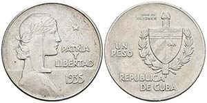 CUBA. 1 Peso. 1935. Km#22. Ar. 26,71g. ... 