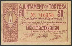 TORTOSA (TARRAGONA). 50 Céntimos. 9 de ... 