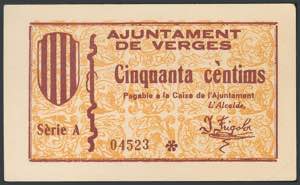 VERGES (GERONA). 50 Céntimos. (1937ca). ... 