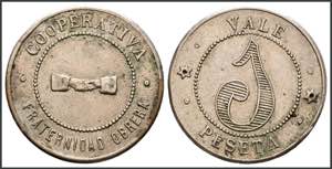 Token-voucher worth 1 Peseta, issued by the ... 