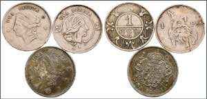 Set of 3 chips of 1 Peseta from different ... 