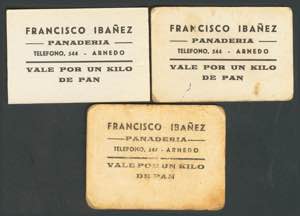 Set of 3 bread vouchers from the Francisco ... 