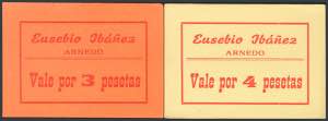 Set of 2 vouchers of 3 and 4 Pesetas from ... 