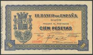 100 Pesetas. 1937. Asturias y ... 