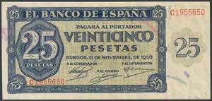 25 Pesetas. November 21, 1936. Series C. ... 