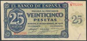 100 pesetas. 1937. Without series. Bank of ... 