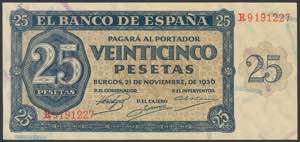 100 pesetas. September 1937. Bank of Spain, ... 