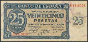 25 pesetas. October 12, 1926. Series A. Dry ... 