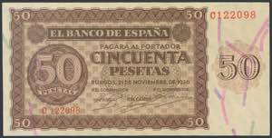 25 pesetas. November 21, 1936. Series L. ... 