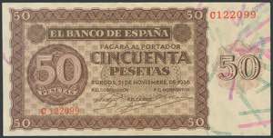 25 pesetas. November 21, 1936. Series M. ... 