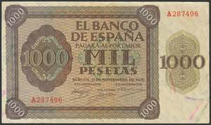 1000 Pesetas. November 21, 1936. Series A. ... 