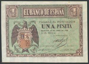 1 peseta. April 30, 1938. Series A. (Edifil ... 