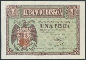 1 peseta. April 30, 1938. Series E. (Edifil ... 
