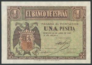 1 peseta. April 30, 1938. Series G. (Edifil ... 