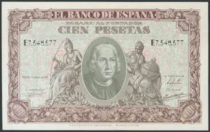 100 Pesetas. January 9, 1940. Series E. ... 