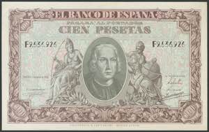 100 Pesetas. January 9, 1940. Series F. ... 