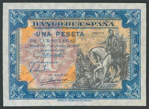 1 peseta. June 1, 1940. Series A. (Edifil ... 
