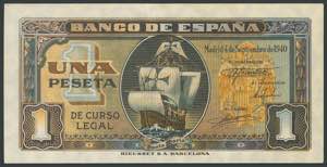 1 peseta. June 15, 1945. Series B. ... 
