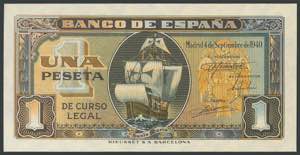 1 peseta. September 4, 1940. Series F. ... 