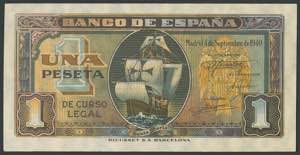 1 peseta. September 4, 1940. Series I, last ... 
