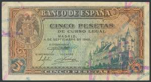 25 pesetas. February 19, 1946. Series I. ... 