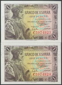 1 peseta. May 21, 1943. Correlative pair. ... 