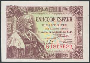 Set of 5 5 Pesetas banknotes issued on ... 