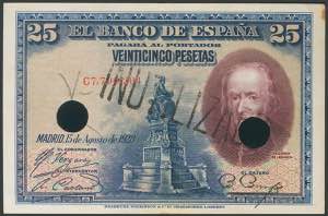 Set of 2 banknotes of 25 Pesetas issued on ... 