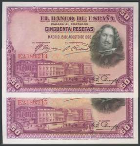 Set of 6 banknotes of 25 Pesetas issued on ... 