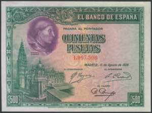 500 pesetas. July 24, 1927. ... 